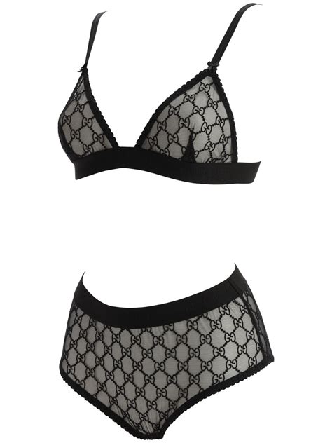 gucci pnty|Black GG Tulle Lingerie Set .